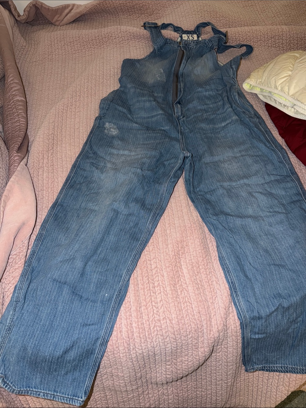 Free People Blue Relaxed Denim Jumpsuit Overalls